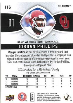 2015 Upper Deck - Star Rookies Autographs #116 Jordan Phillips Back