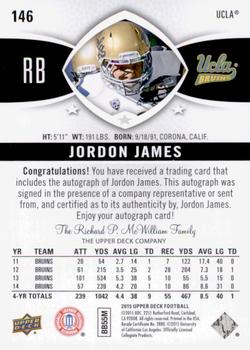 2015 Upper Deck - Star Rookies Autographs #146 Jordon James Back