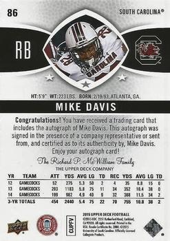 2015 Upper Deck - Star Rookies Autographs #86 Mike Davis Back