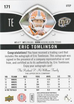 2015 Upper Deck - Star Rookies Autographs #171 Eric Tomlinson Back