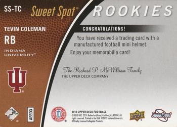 2015 Upper Deck - Sweet Spot #SS-TC Tevin Coleman Back