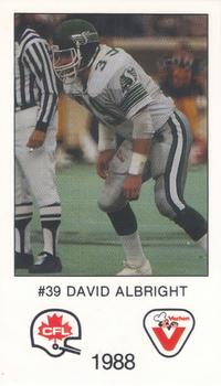 1988 Vachon CFL #NNO David Albright Front