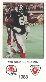 1988 Vachon CFL #NNO Nick Benjamin Front