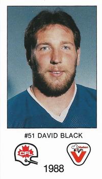 1988 Vachon CFL #NNO David Black Front