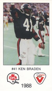 1988 Vachon CFL #NNO Ken Braden Front