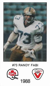 1988 Vachon CFL #NNO Randy Fabi Front