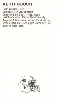 1988 Vachon CFL #NNO Keith Gooch Back