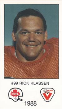 1988 Vachon CFL #NNO Rick Klassen Front