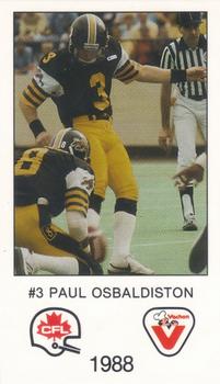 1988 Vachon CFL #NNO Paul Osbaldiston Front