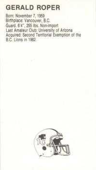 1988 Vachon CFL #NNO Gerald Roper Back