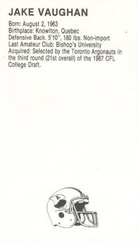 1988 Vachon CFL #NNO Jake Vaughan Back