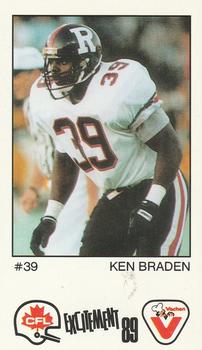 1989 Vachon CFL #10 Ken Braden Front