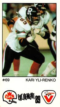 1989 Vachon CFL #11 Kari Yli-Renko Front