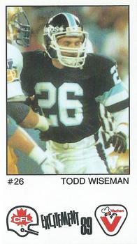 1989 Vachon CFL #27 Todd Wiseman Front