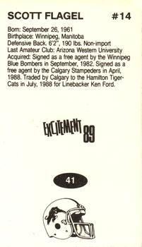 1989 Vachon CFL #41 Scott Flagel Back