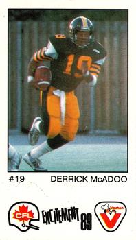 1989 Vachon CFL #51 Derrick McAdoo Front