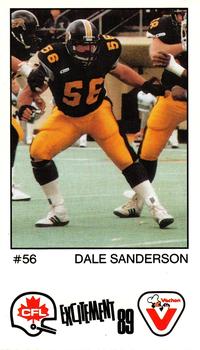 1989 Vachon CFL #54 Dale Sanderson Front