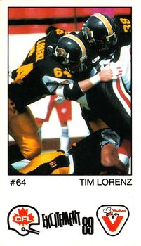 1989 Vachon CFL #55 Tim Lorenz Front