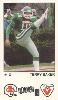 1989 Vachon CFL #86 Terry Baker Front