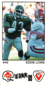 1989 Vachon CFL #98 Eddie Lowe Front