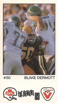 1989 Vachon CFL #127 Blake Dermott Front