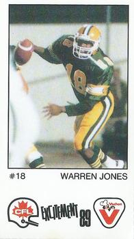 1989 Vachon CFL #138 Warren Jones Front