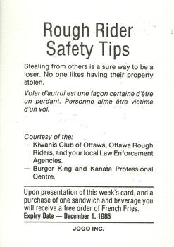 1985 Ottawa Rough Riders Police #NNO Michel Bourgeau Back