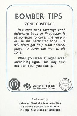1982 Winnipeg Blue Bombers Police #NNO Leo Ezerins Back