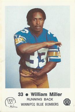 1982 Winnipeg Blue Bombers Police #NNO William Miller Front