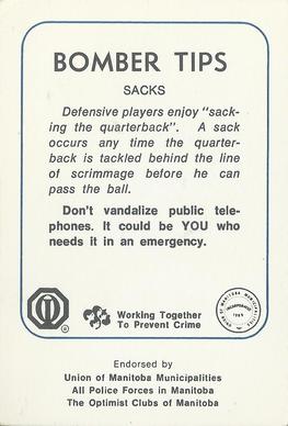 1982 Winnipeg Blue Bombers Police #NNO Chris Walby Back