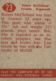 1952 Parkhurst CFL #23 Robert McClelland Back