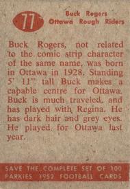 1952 Parkhurst CFL #77 Buck Rogers Back