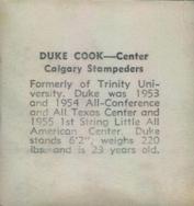 1956 Parkhurst CFL #22 Duke Cook Back
