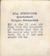 1956 Parkhurst CFL #23 Bill Stevenson Back