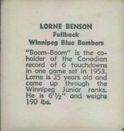 1956 Parkhurst CFL #40 Lorne Benson Back