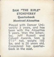 1956 Parkhurst CFL #41 Sam Etcheverry Back