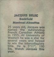1956 Parkhurst CFL #49 Jacques Belec Back