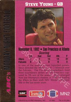 1993 Action Packed Monday Night Football - Prototypes #MN2 Steve Young Back