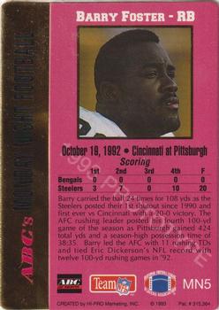 1993 Action Packed Monday Night Football - Prototypes #MN5 Barry Foster Back