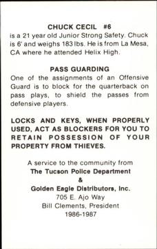 1986 Arizona Wildcats Police #NNO Chuck Cecil Back