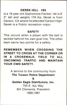 1986 Arizona Wildcats Police #NNO Derek Hill Back