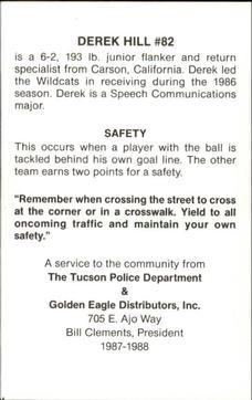 1987 Arizona Wildcats Police #NNO Derek Hill Back