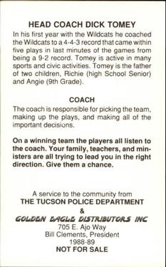 1988 Arizona Wildcats Police #NNO Dick Tomey Back