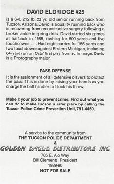 1989 Arizona Wildcats Police #NNO David Eldridge Back