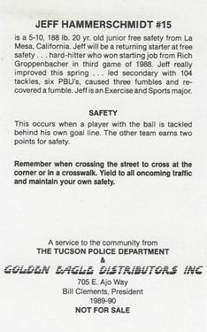 1989 Arizona Wildcats Police #NNO Jeff Hammerschmidt Back