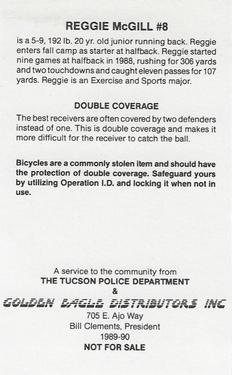 1989 Arizona Wildcats Police #NNO Reggie McGill Back