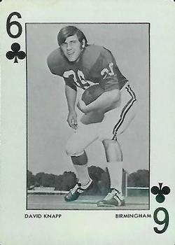 1972 Alabama Crimson Tide Playing Cards (Red Backs) #6♣ David Knapp Front