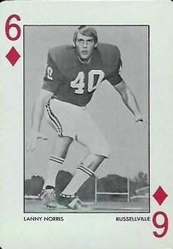 1972 Alabama Crimson Tide Playing Cards (Red Backs) #6♦ Lanny Norris Front