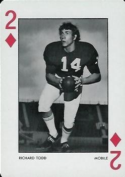1973 Alabama Crimson Tide Playing Cards (White Backs) #2♦ Richard Todd Front