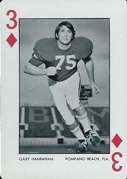 1973 Alabama Crimson Tide Playing Cards (White Backs) #3♦ Gary Hanrahan Front